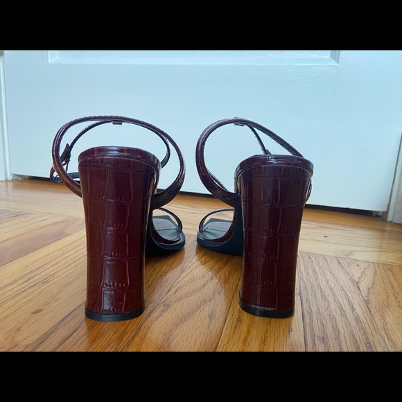 Nasty Gal - Burgundy Size 8 Square Toe Block Heel - Picture 4 of 5